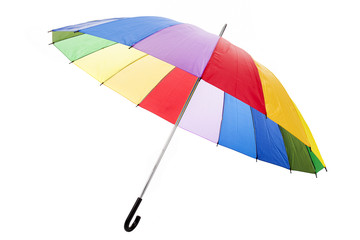 Obraz premium Big multicolored umbrella isolated on white background