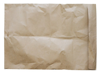 Crumpled brown envelope on white