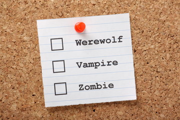 Werewolf,Vampire or Zombie survey questions