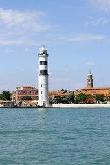 Fototapeta premium Murano island with lighthouse, view from sea
