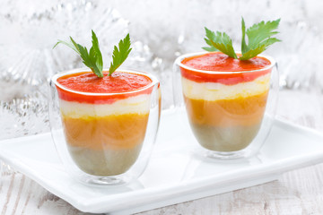 appetizer of colorful peppers with goat cheese