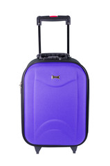 Violet suitcase ,Travel luggage isolated on the white background