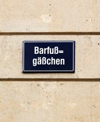 Strassenschild Barfußgässchen Leipzig