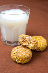 homemade oatmeal cookies with pumpkin and milk
