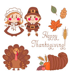 Set of elements for design on Thanksgiving Day