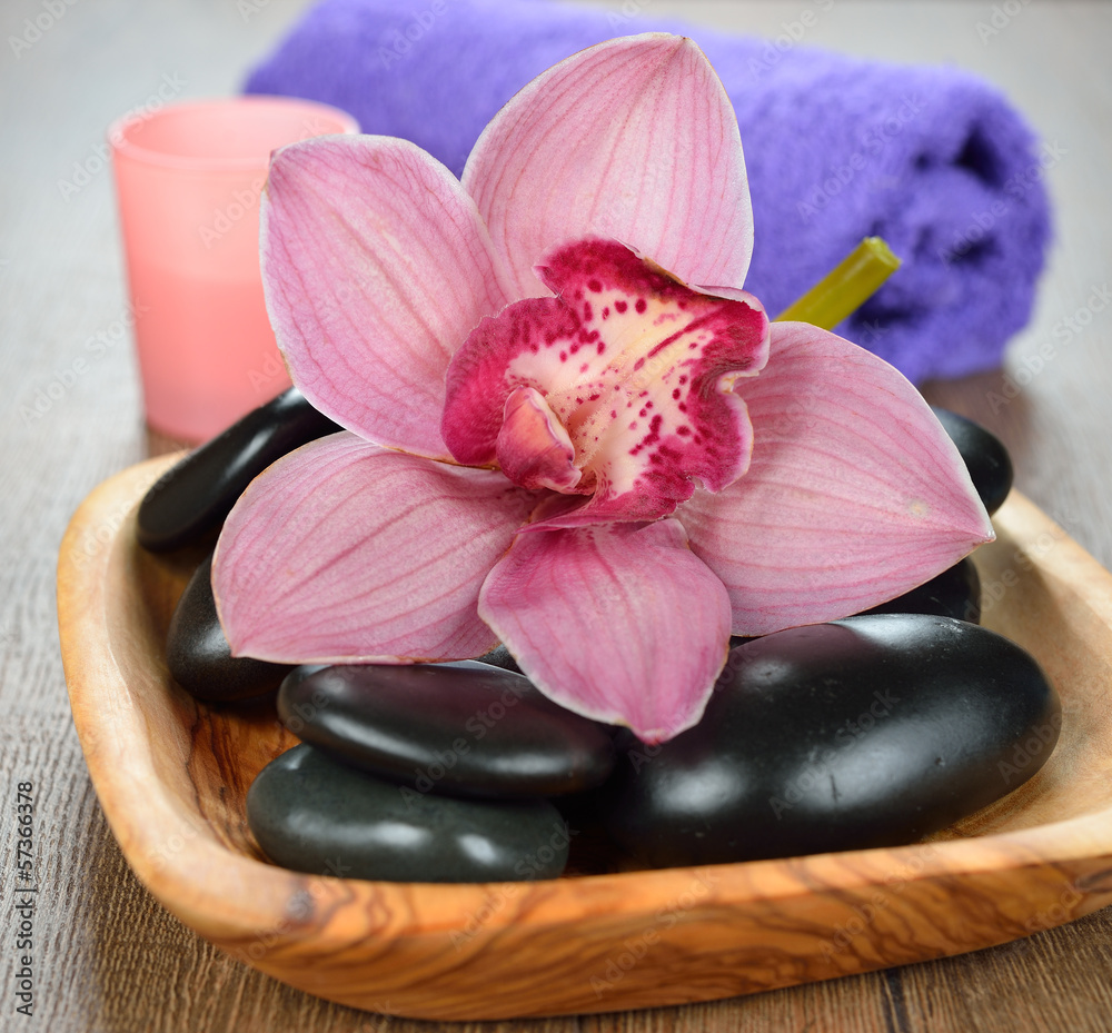 Canvas Prints Massage stones and orchid