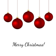 Red baubles on white - christmas vector background