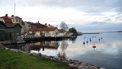 Fototapeta premium view of the lake in Västervik, Sweden, Scandinavia