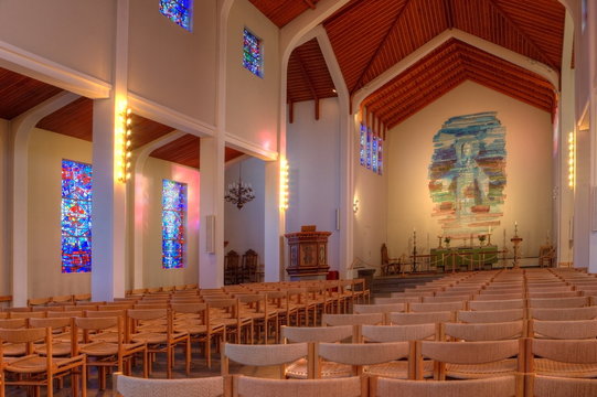 Interior shot of Skalholt church Iceland