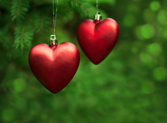 Christmas decoration two hearts