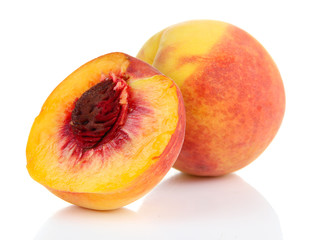 Ripe sweet peach, isolated on white