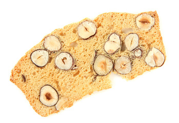 Biscotti with  nuts, isolated on white