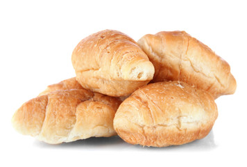 Tasty croissants isolated on white