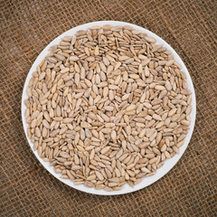 Top view of peeled sunflower seeds