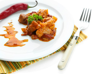 Chili Corn Carne - traditional mexican food, isolated on white