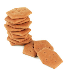 Delicious crackers isolated on white