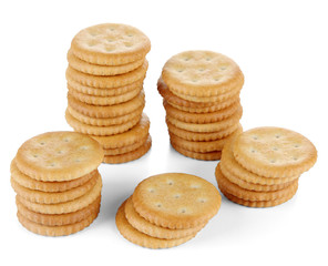 Delicious crackers isolated on white