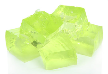 Tasty jelly cubes isolated on white