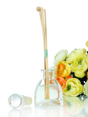 Room air refresher with flowers isolated in white
