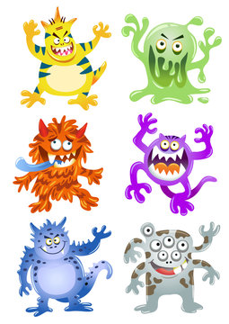 Set of funny cartoon monsters