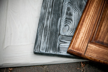 Assortment of three painted wooden desks