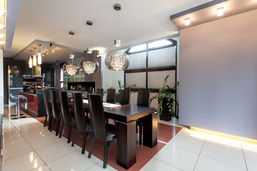 Huge table in a modern dining room