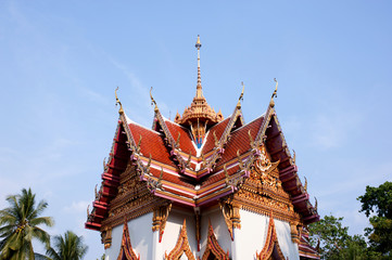 Fototapeta na wymiar Thai temple church roof