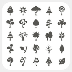 Tree icons set on white background