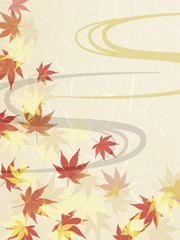 和紙に描かれた紅葉