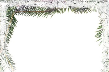 Tannenzweig Rahmen mit Eis Textur