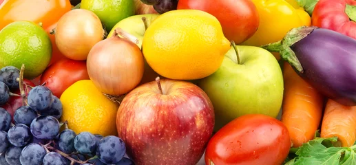 Foto op Plexiglas set of different fruits and vegetables © alinamd