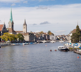 Obraz premium Zurich, view along the Limmat river