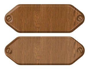 wooden sign board, on white background
