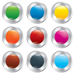 Metallic buttons template set. Realistic icons.