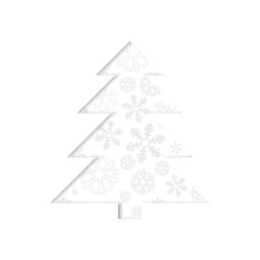 Stylized retro Christmas tree with snowflake.