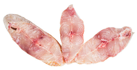 Fish steak over white background