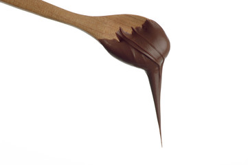 cucchiaio con crema di  cioccolato
