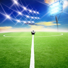 soccer stadium with bright lights