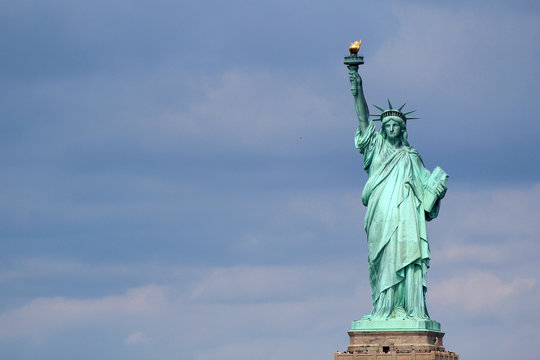 Statue of Liberty sculpture, on Liberty Island in NYC