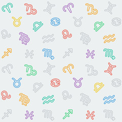 Abstract seamless background with Zodiac signs.