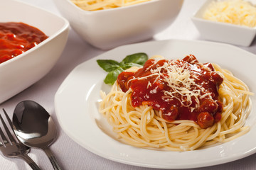 Spaghetti bolognese on plate