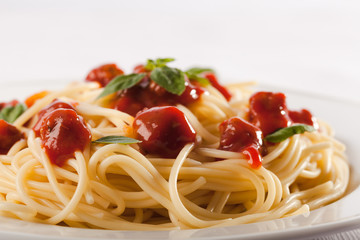 Spaghetti bolognese on plate