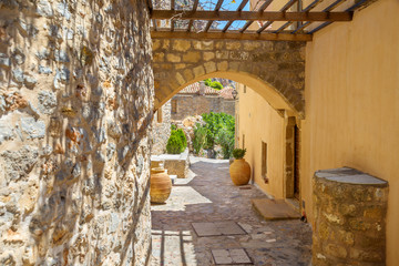 greece monemvasia traditional view of stone houses with colorful - 57397390