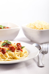 Spaghetti bolognese on plate