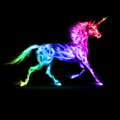 Obraz na płótnie Canvas Colorful fire unicorn.