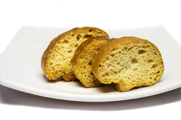 Three biscuits in plate