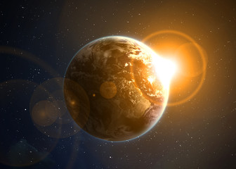 Obraz na płótnie Canvas Earth with the rising sun