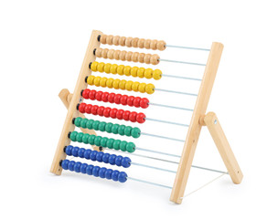 Multi-colored abacus for teaching children isolated on white