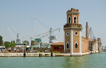 Fototapeta na wymiar Arsenale from lagoon, Venice
