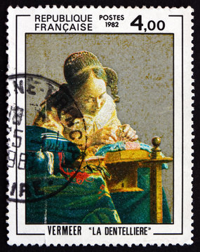 Postage stamp France 1982 The Lacemaker, by Vermeer